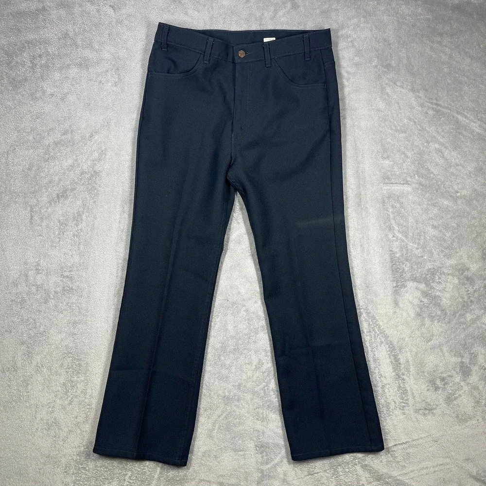 Levi's Boot Cut Dacron Polyester Pants Men 36(34)x30 Blue 517-6117 Vintage